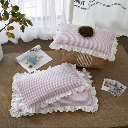 微枕芯 韩式水洗棉全荞麦枕韩式全荞麦枕粉色条纹包装＋2元
