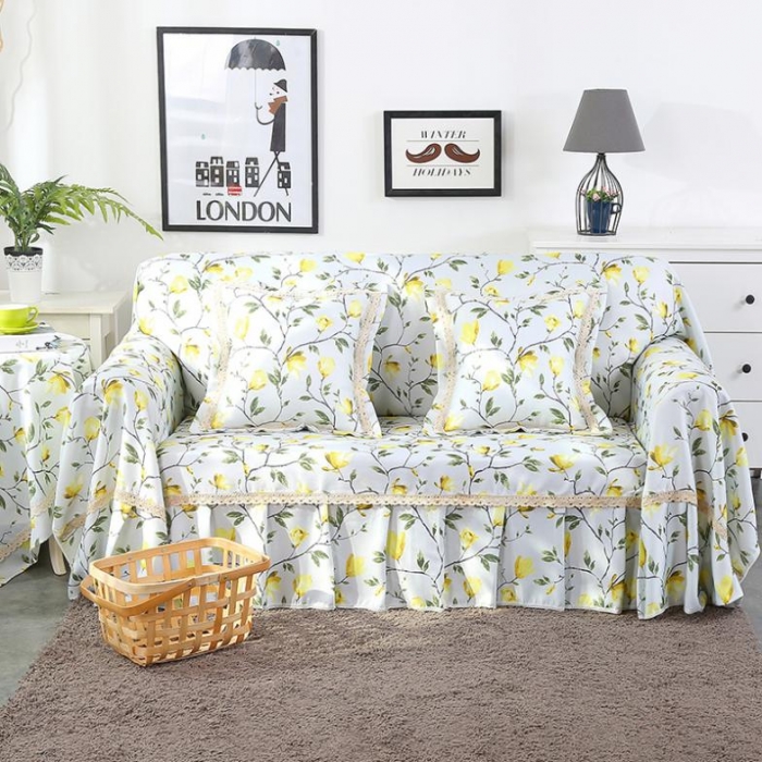 91家纺网 家纺一手货源 找家纺 丽朝国际 2019新款欧式沙发巾 香兰-黄