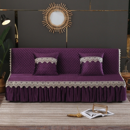 丽朝国际 意大利绒秋冬沙发床罩夹棉沙发巾沙发套垫 紫