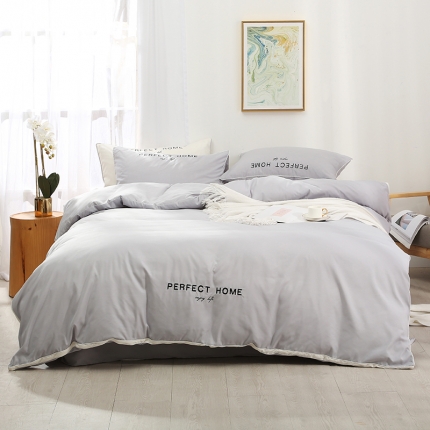 91家纺网 家纺一手货源 找家纺 米奈家居 2020新品舒柔棉立体边四件套 灰