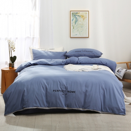 91家纺网 家纺一手货源 找家纺 米奈家居 2020新品舒柔棉立体边四件套 蓝