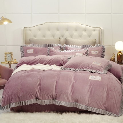 91家纺网 家纺一手货源 找家纺 （总）米奈 水晶绒贴布绣花四件套米可系列