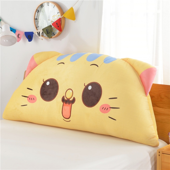 91家纺网 家纺一手货源 找家纺 永光家居 床头靠垫卡通猫咪靠垫大靠背床头软包靠枕 胡子猫黄