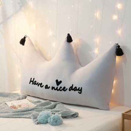 91家纺网 家纺一手货源 找家纺 永光家居 新款皇冠靠垫 床头靠垫大靠枕抱枕全棉-灰色