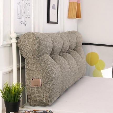 91家纺网 家纺一手货源 找家纺 永光家居 三角靠垫 床头靠垫抱枕 长护颈大靠垫 重磅麻浅咖