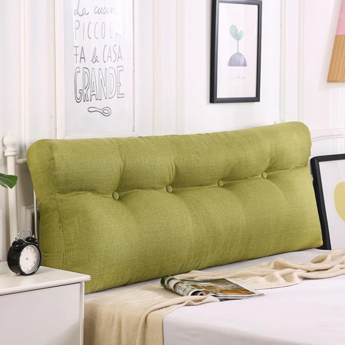 91家纺网 家纺一手货源 找家纺 永光家居 三角靠垫 床头靠垫抱枕 加长护颈大靠垫 竹节麻草绿