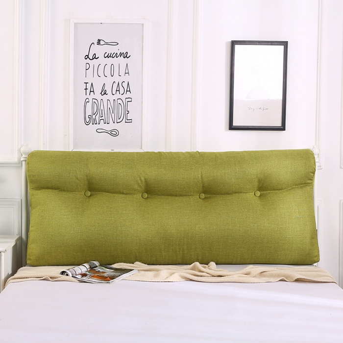 91家纺网 家纺一手货源 找家纺 永光家居 三角靠垫 床头靠垫抱枕 加长护颈大靠垫 竹节麻草绿