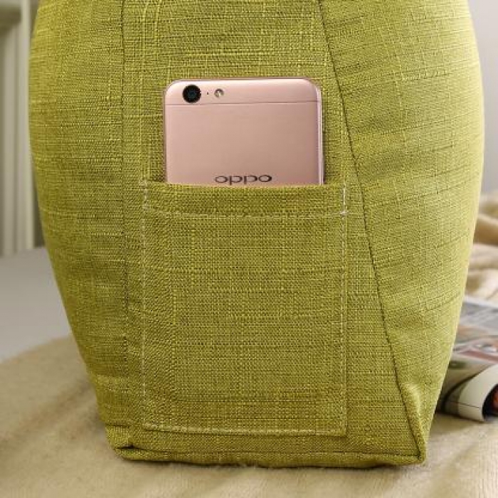 91家纺网 家纺一手货源 找家纺 永光家居 三角靠垫 床头靠垫抱枕 加长护颈大靠垫 竹节麻草绿