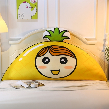91家纺网 家纺一手货源 找家纺 永光新款原创设计水晶绒卡通床头靠垫 儿童床上大靠枕菠萝女孩