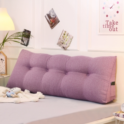 91家纺网 家纺一手货源 找家纺 永光新款棉麻长三角靠垫 紫色床头靠垫大靠背靠枕双人可拆洗