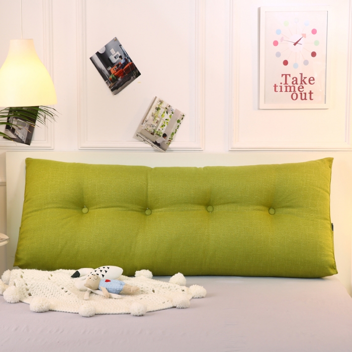 91家纺网 家纺一手货源 找家纺 永光家居棉麻长三角靠垫 床头靠垫双人加长大靠背可拆洗靠枕草绿