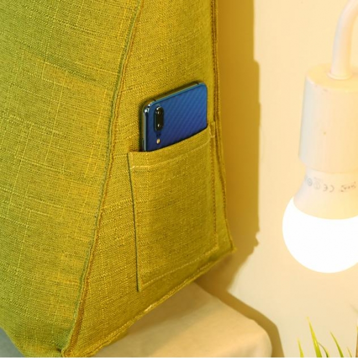 91家纺网 家纺一手货源 找家纺 永光家居棉麻长三角靠垫 床头靠垫双人加长大靠背可拆洗靠枕草绿