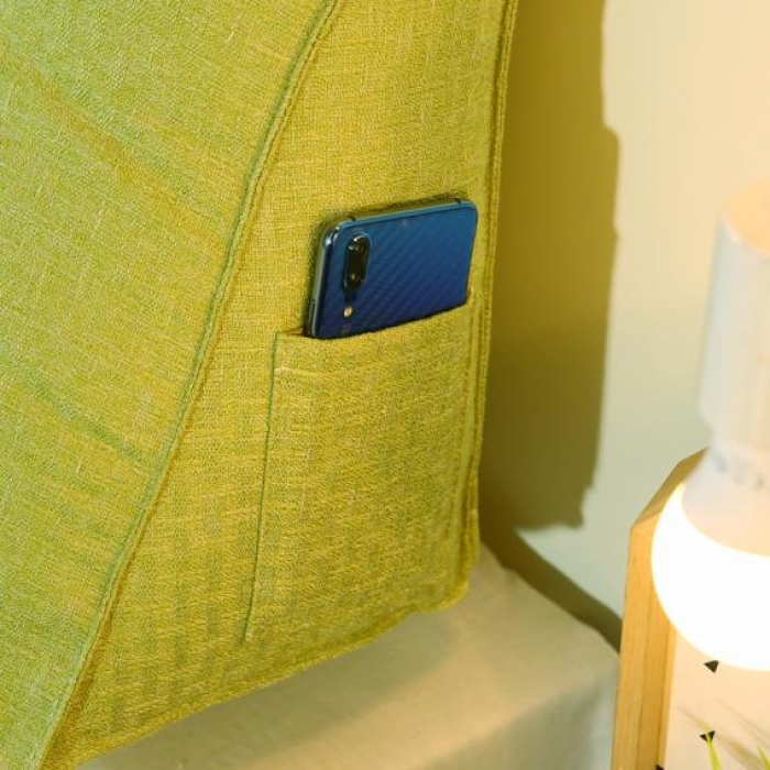 91家纺网 家纺一手货源 找家纺 永光新款棉麻长三角靠垫 床头靠垫双人加长大靠背可拆洗靠垫嫩绿