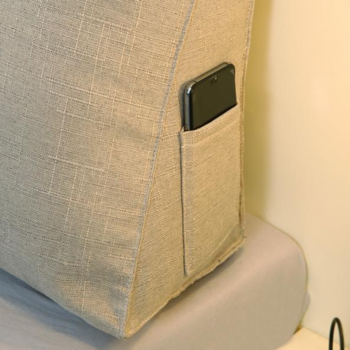 91家纺网 家纺一手货源 找家纺 永光新款棉麻长三角靠垫 床头靠垫双人加长大靠背可拆洗靠枕浅灰