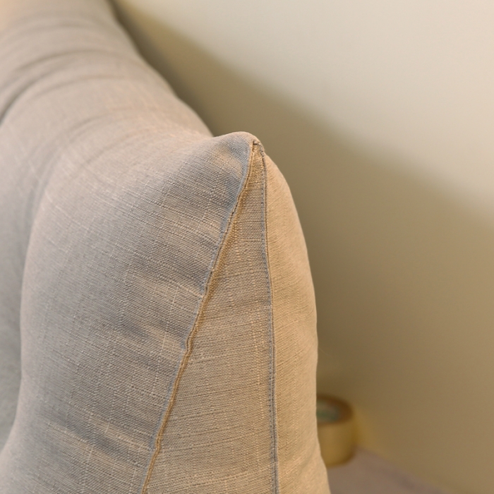 91家纺网 家纺一手货源 找家纺 永光新款棉麻长三角靠垫 床头靠垫双人加长大靠背可拆洗靠枕浅灰