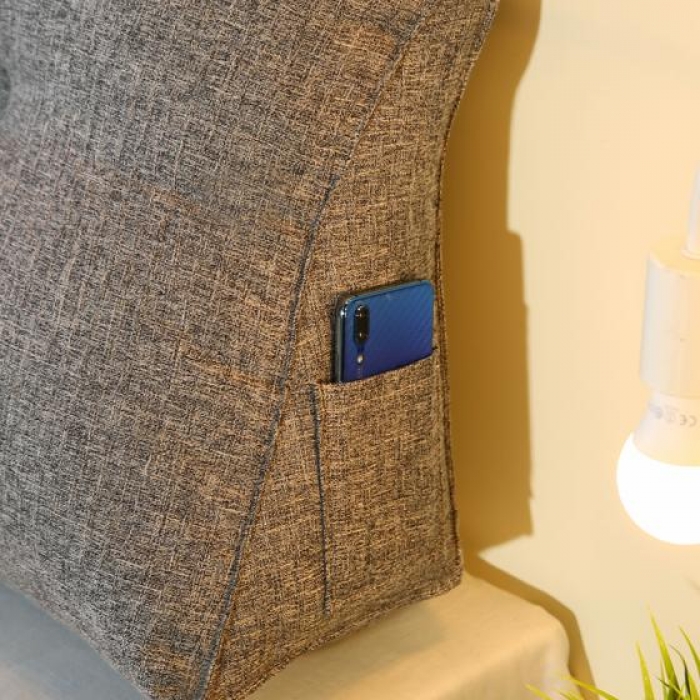 91家纺网 家纺一手货源 找家纺 永光新款棉麻长三角靠垫 深灰床头靠垫大靠背靠枕双人可拆洗