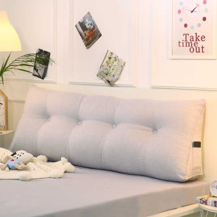 91家纺网 家纺一手货源 找家纺 永光新款棉麻长三角靠垫 银灰床头靠垫大靠背靠枕双人可拆洗