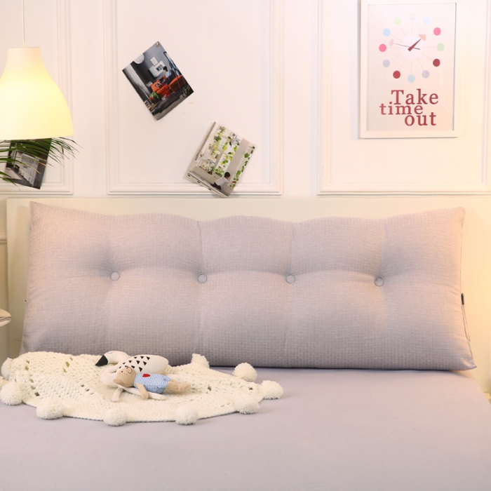 91家纺网 家纺一手货源 找家纺 永光新款棉麻长三角靠垫 银灰床头靠垫大靠背靠枕双人可拆洗