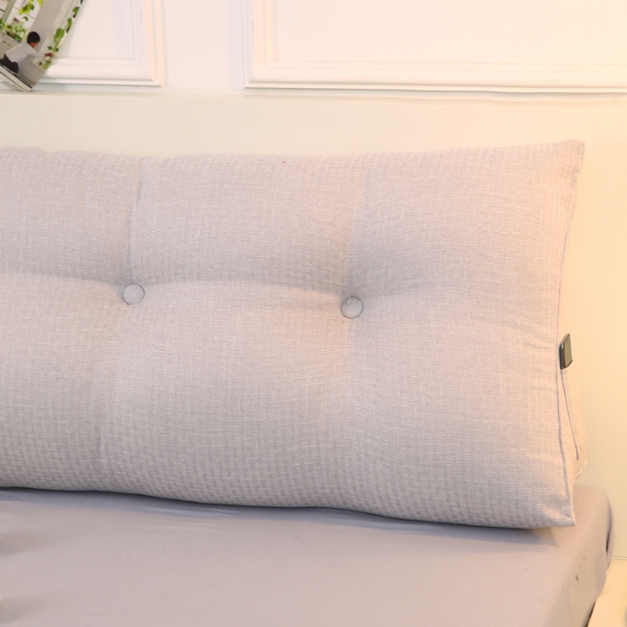 91家纺网 家纺一手货源 找家纺 永光新款棉麻长三角靠垫 银灰床头靠垫大靠背靠枕双人可拆洗