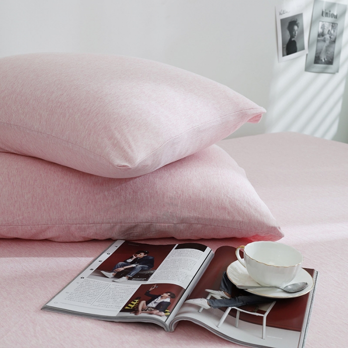 91家纺网 家纺一手货源 找家纺 小米笠 2019新款针织天竺棉床笠床罩 浅粉