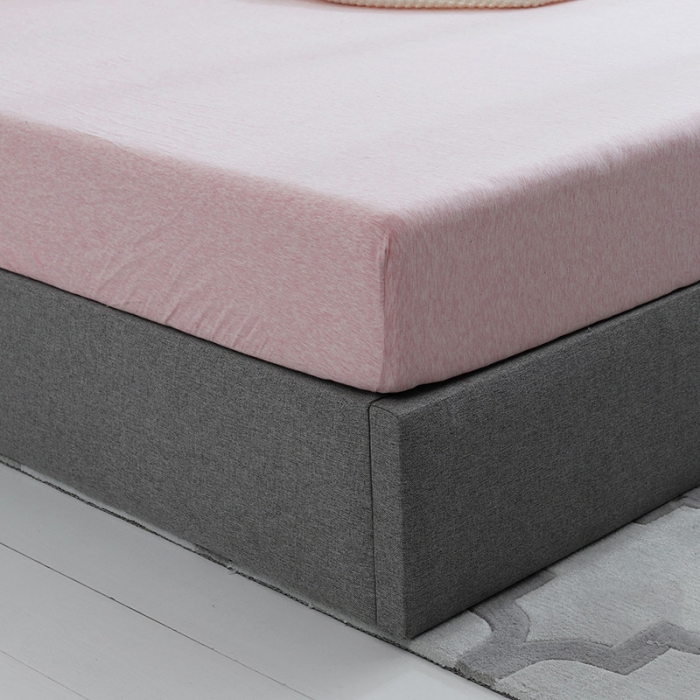 91家纺网 家纺一手货源 找家纺 小米笠 2019新款针织天竺棉床笠床罩 浅粉