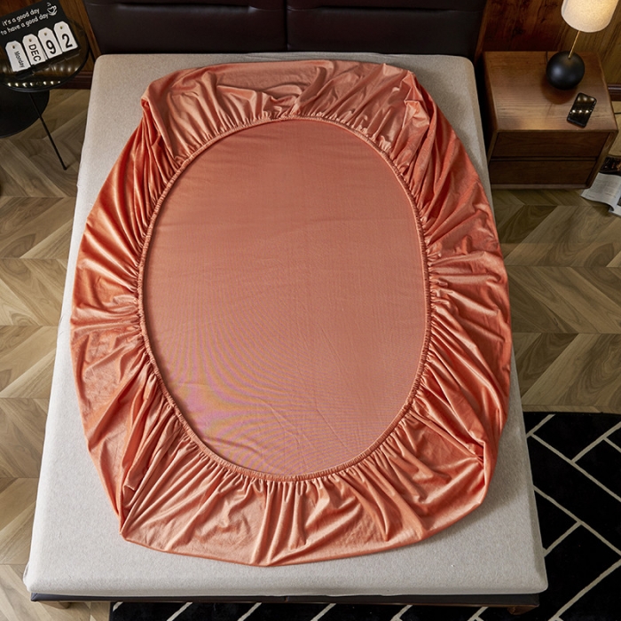 91家纺网 家纺一手货源 找家纺 小米笠 2019新款160克水晶绒床笠床罩 橙色