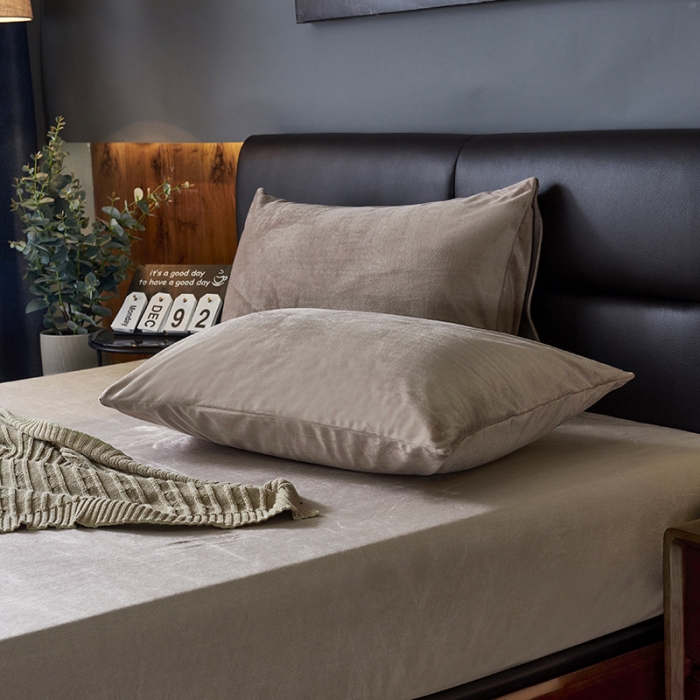 91家纺网 家纺一手货源 找家纺 小米笠 2019新款160克水晶绒床笠床罩 驼色