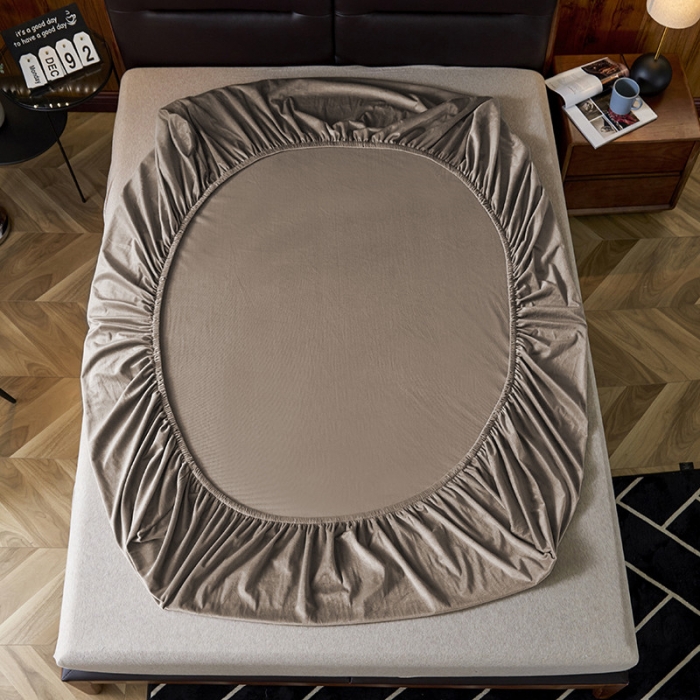 91家纺网 家纺一手货源 找家纺 小米笠 2019新款160克水晶绒床笠床罩 驼色