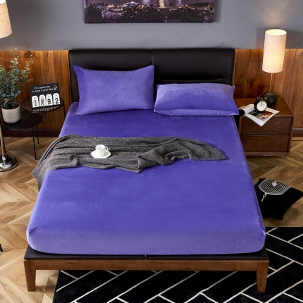 小米笠 2019新款200克水晶绒床笠床罩 深紫