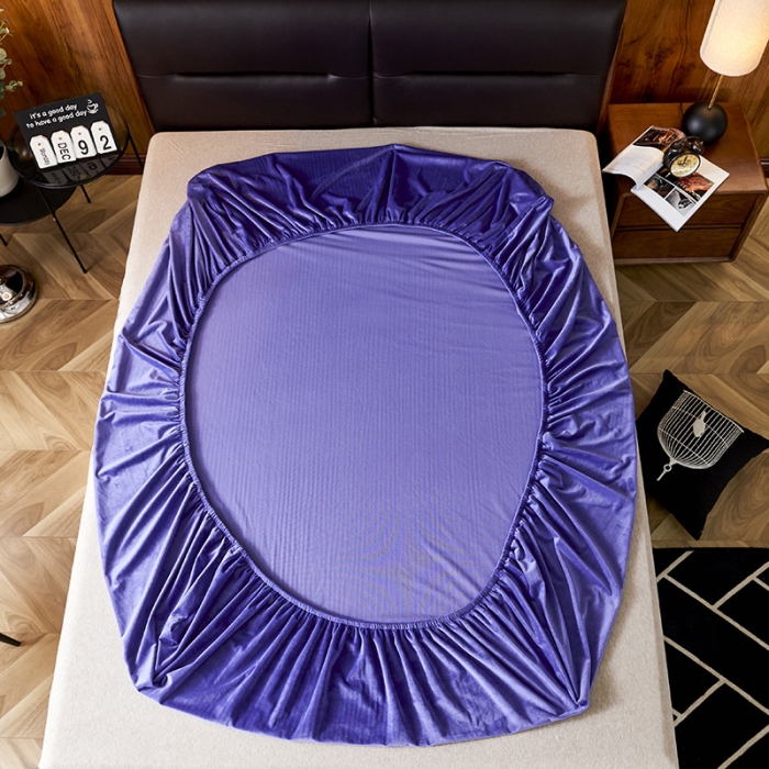 91家纺网 家纺一手货源 找家纺 小米笠 2019新款200克水晶绒床笠床罩 深紫