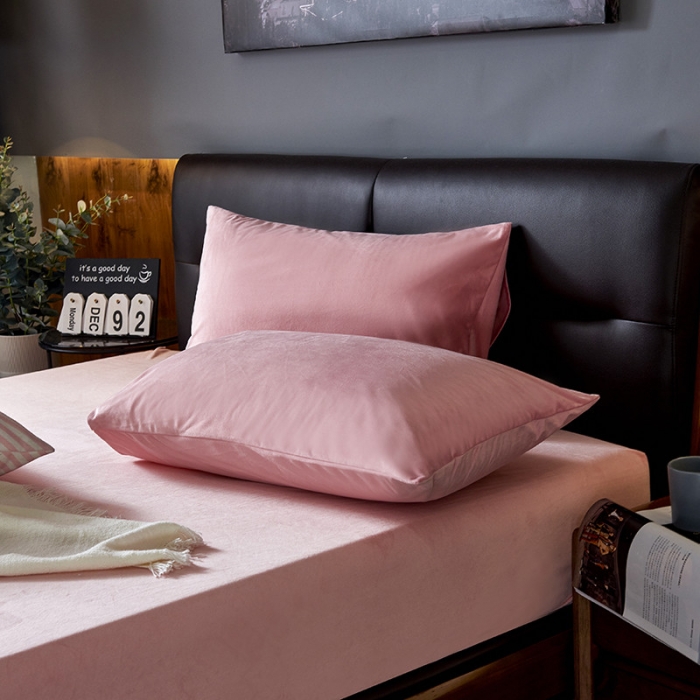 91家纺网 家纺一手货源 找家纺 小米笠 2019新款200克水晶绒床笠床罩 玉粉