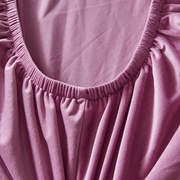 91家纺网 家纺一手货源 找家纺 小米笠 2019新款200克水晶绒床笠床罩 亮粉