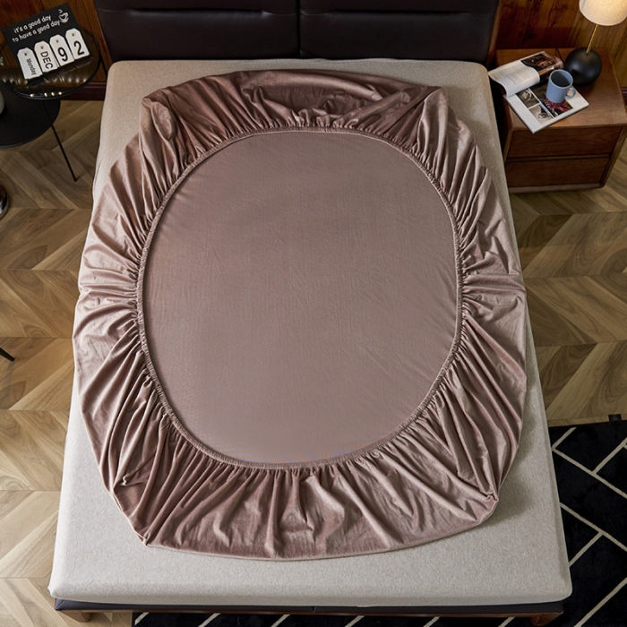 91家纺网 家纺一手货源 找家纺 小米笠 2019新款200克水晶绒床笠床罩 深咖