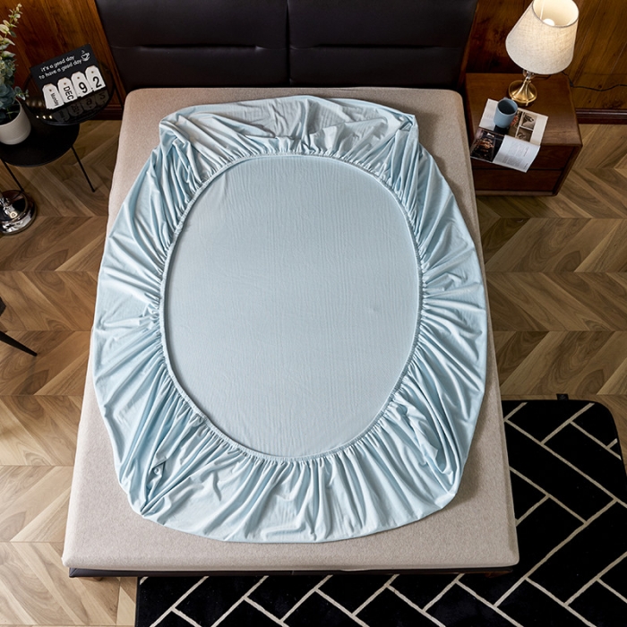 91家纺网 家纺一手货源 找家纺 小米笠 2019新款200克水晶绒床笠床罩 天蓝