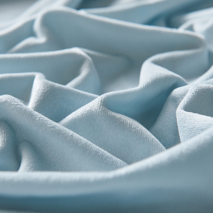 91家纺网 家纺一手货源 找家纺 小米笠 2019新款200克水晶绒床笠床罩 天蓝