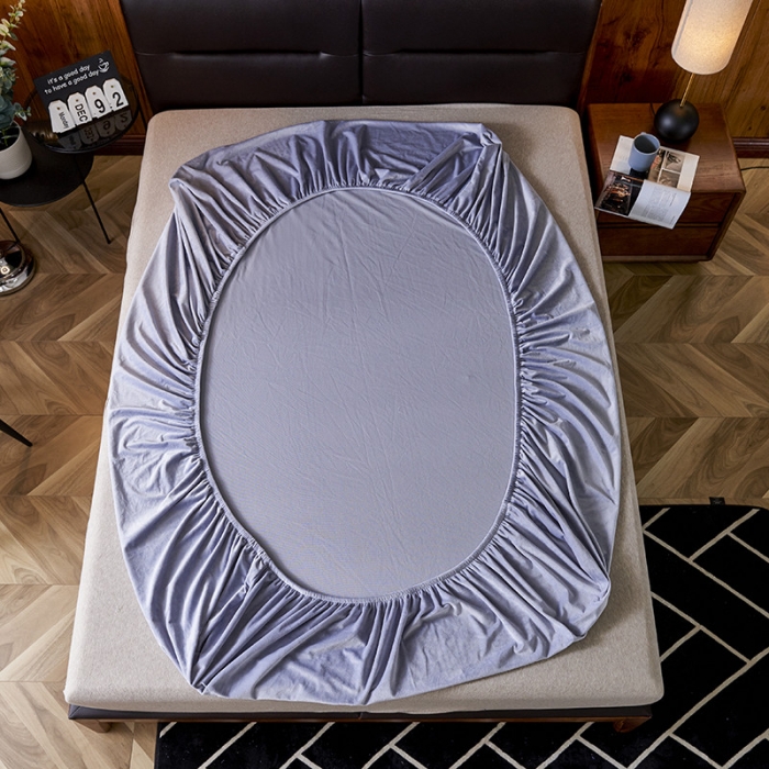 91家纺网 家纺一手货源 找家纺 小米笠 2019新款200克水晶绒床笠床罩 浅蓝灰