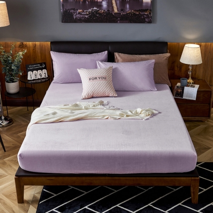 小米笠 2019新款200克水晶绒床笠床罩 水晶紫