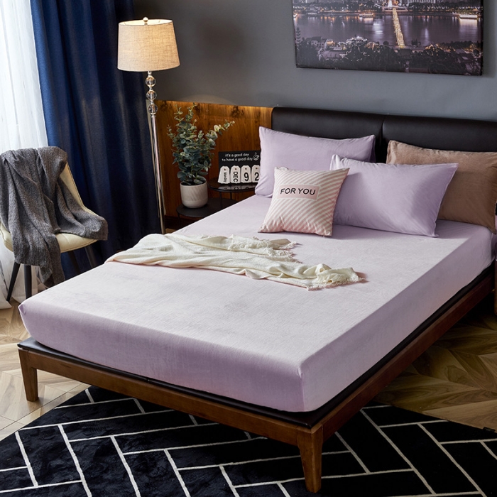 91家纺网 家纺一手货源 找家纺 小米笠 2019新款200克水晶绒床笠床罩 水晶紫