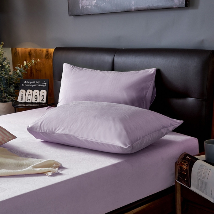 91家纺网 家纺一手货源 找家纺 小米笠 2019新款200克水晶绒床笠床罩 水晶紫