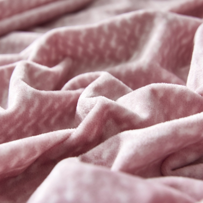 91家纺网 家纺一手货源 找家纺 小米笠 2019新款水晶绒印花床笠床罩 雪花-粉