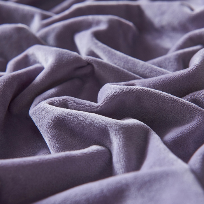 91家纺网 家纺一手货源 找家纺 小米笠 2019新款200克水晶绒床笠床罩 灰紫