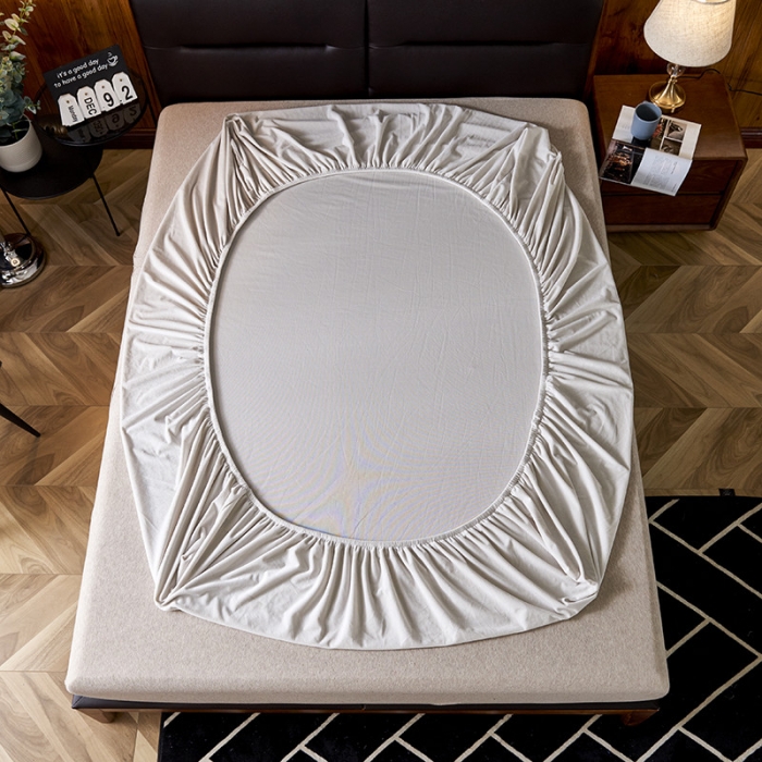 91家纺网 家纺一手货源 找家纺 小米笠 2019新款200克水晶绒床笠床罩 米灰