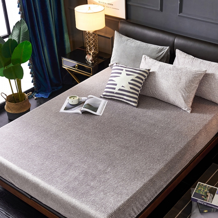 91家纺网 家纺一手货源 找家纺 小米笠 2019新款水晶绒印花床笠床罩 雪花-灰