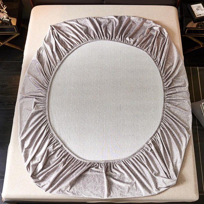 91家纺网 家纺一手货源 找家纺 小米笠 2019新款水晶绒印花床笠床罩 雪花-灰