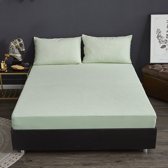 91家纺网 家纺一手货源 找家纺 （总）小米笠 2019新款全棉条纹毛巾布防水床笠床罩