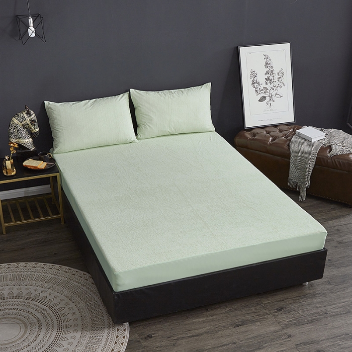 91家纺网 家纺一手货源 找家纺 （总）小米笠 2019新款全棉条纹毛巾布防水床笠床罩