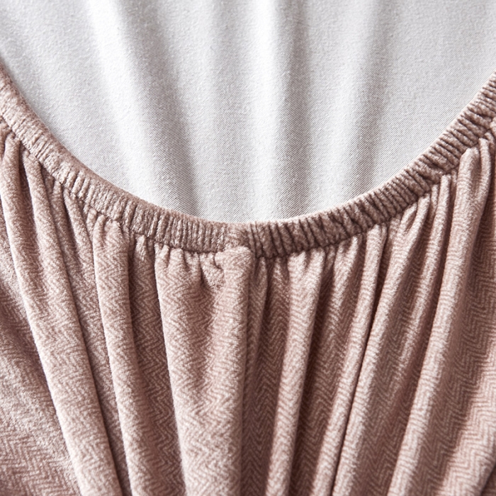 91家纺网 家纺一手货源 找家纺 小米笠 2019新款水晶绒印花床笠床罩 条纹驼