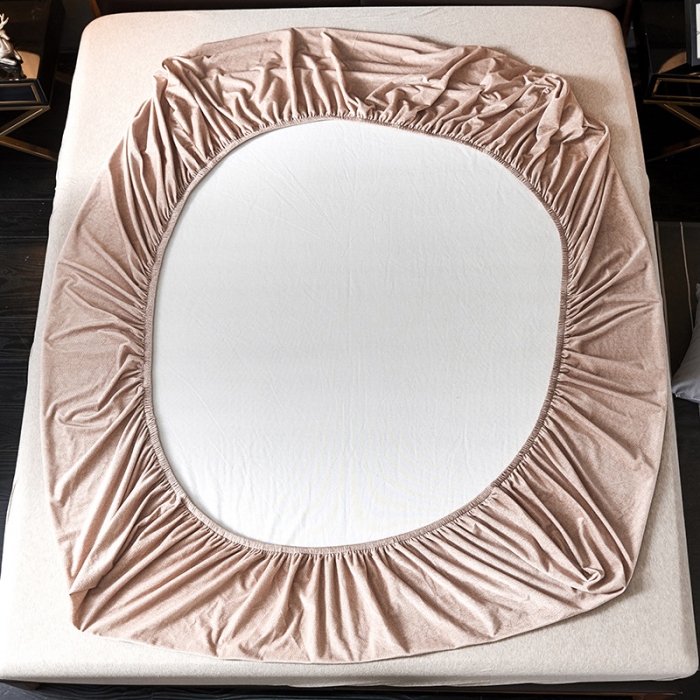 91家纺网 家纺一手货源 找家纺 小米笠 2019新款水晶绒印花床笠床罩 条纹驼