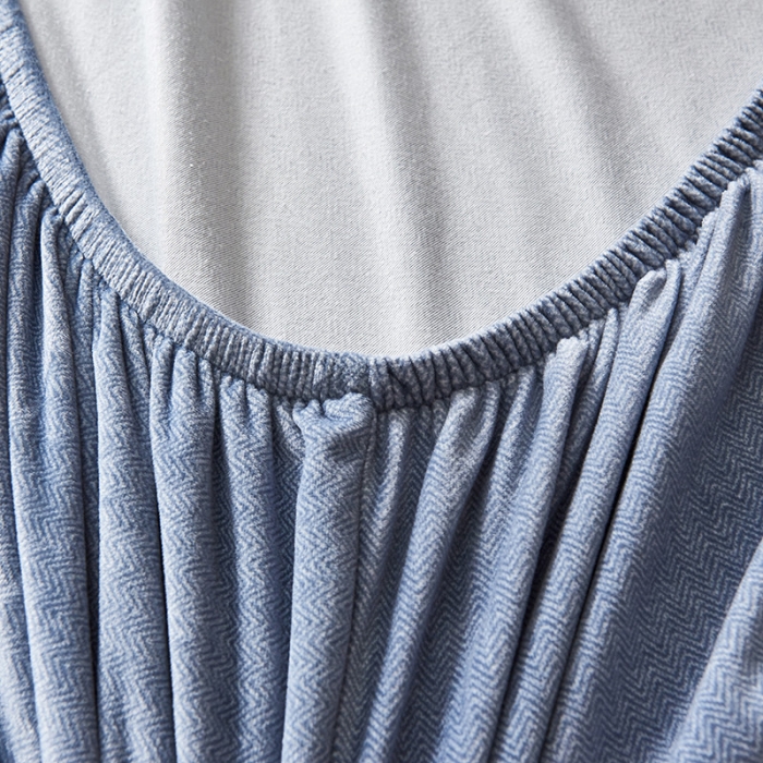 91家纺网 家纺一手货源 找家纺 小米笠 2019新款水晶绒印花床笠床罩 条纹蓝