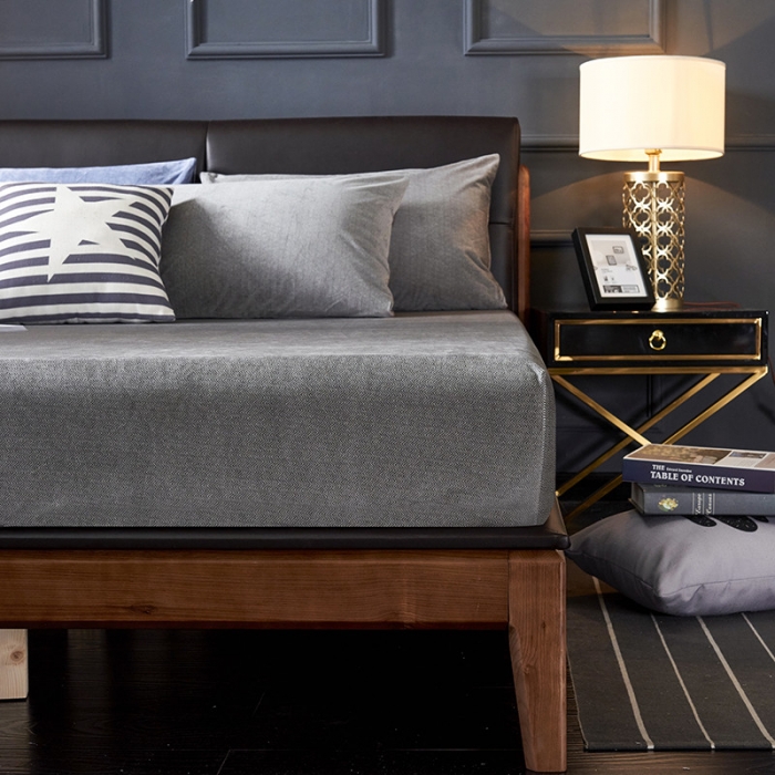 91家纺网 家纺一手货源 找家纺 小米笠 2019新款水晶绒印花床笠床罩 条纹灰